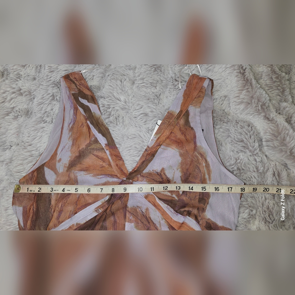 Zara Brown and White Abstract Print Sleeveless Dress - Picture 8 of 12